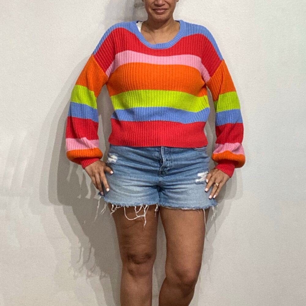 Broadway 38 Striped Oversized Sweater Sz L